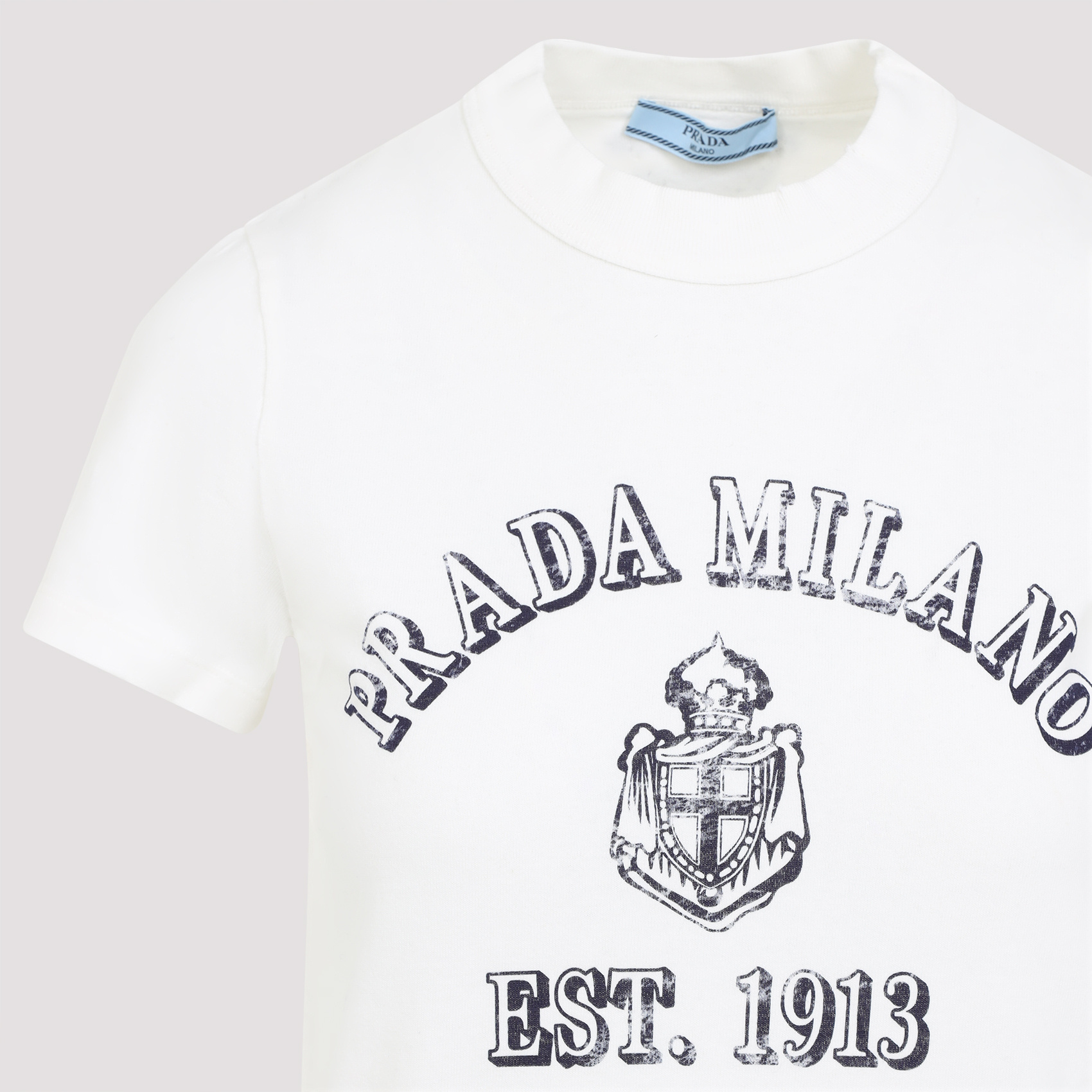Prada Stamped Logo Crew Neck T-shirt In White