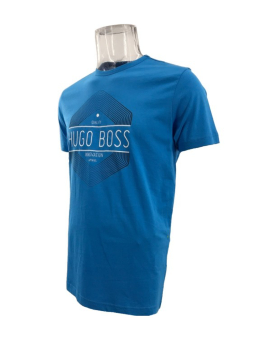 Hugo Boss T-shirt With Round Neck And Short Sleeves In Blue