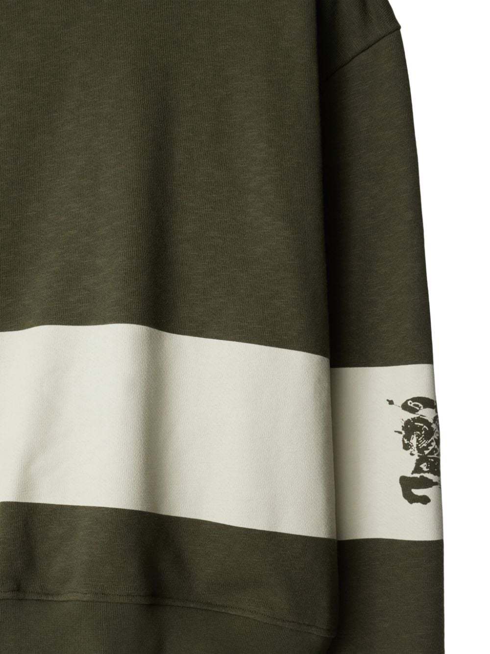 Burberry Ekd-print Stripe-detail Cotton Sweatshirt In Green