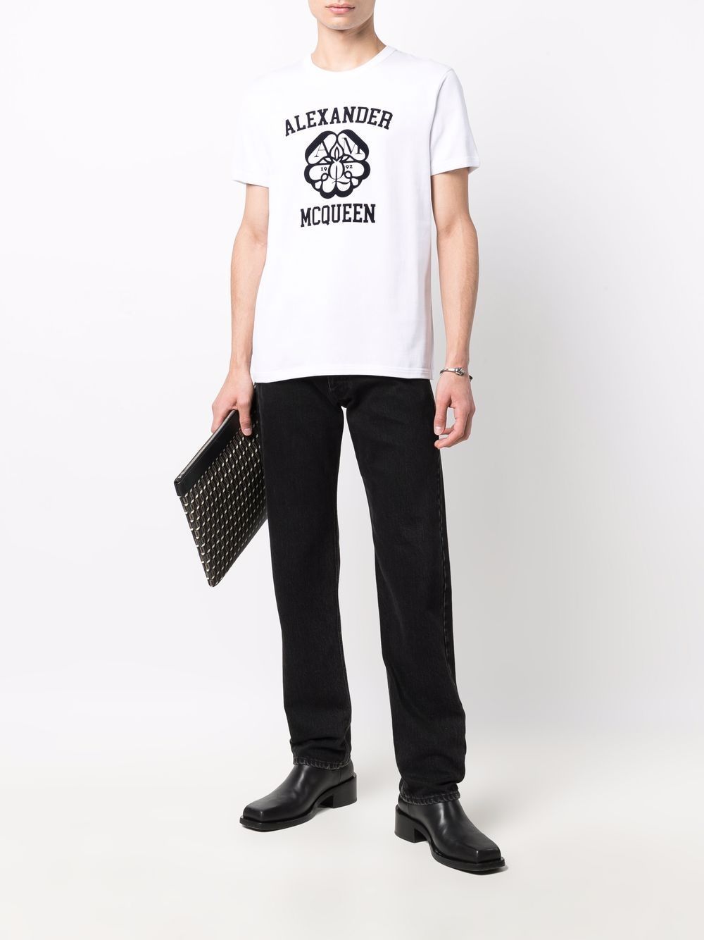 Alexander Mcqueen Flocked Cotton-jersey T-shirt In White