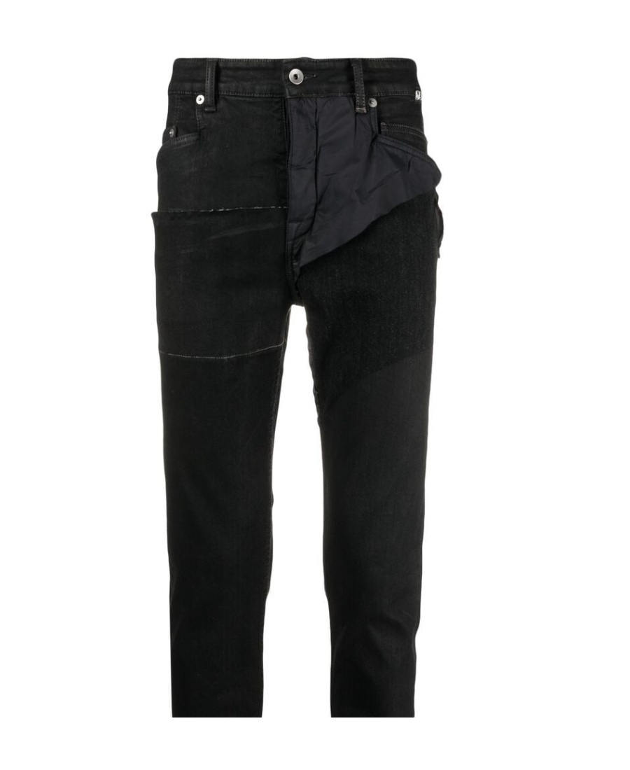 Rick Owens Drkshdw Raw Edge Patchwork Jeans In Black
