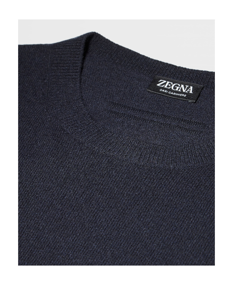 Zegna Oasi Cashmere Round Neck Sweater In Black