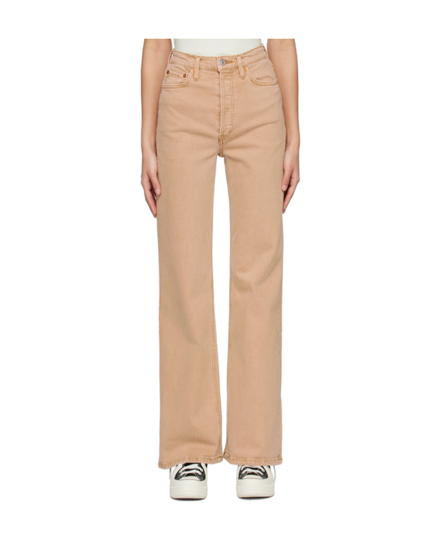 Re/done High-waisted Straight-leg Jeans In Nude