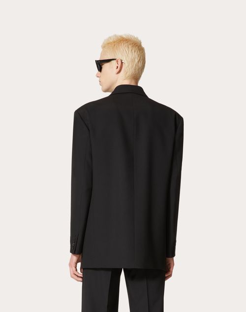 Valentino Garavani Double-breasted Wool Blazer In Black