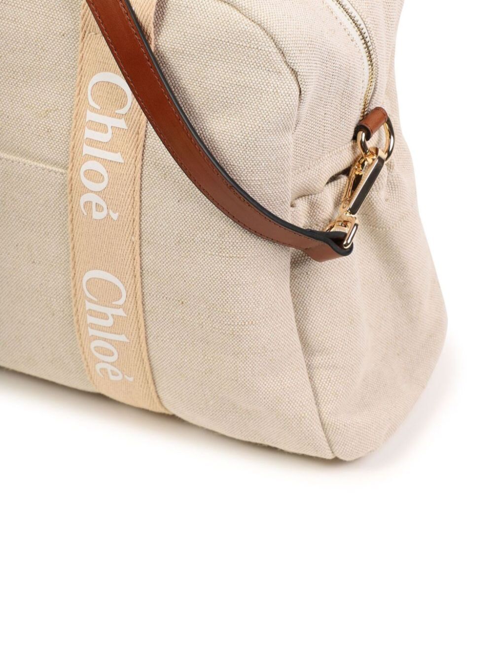 Shop Chloé Kids Logo Printed Strapped Changing Bag In Nude