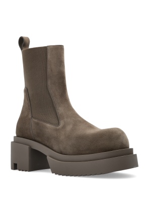 Rick Owens Round Toe Short Boots In Gray