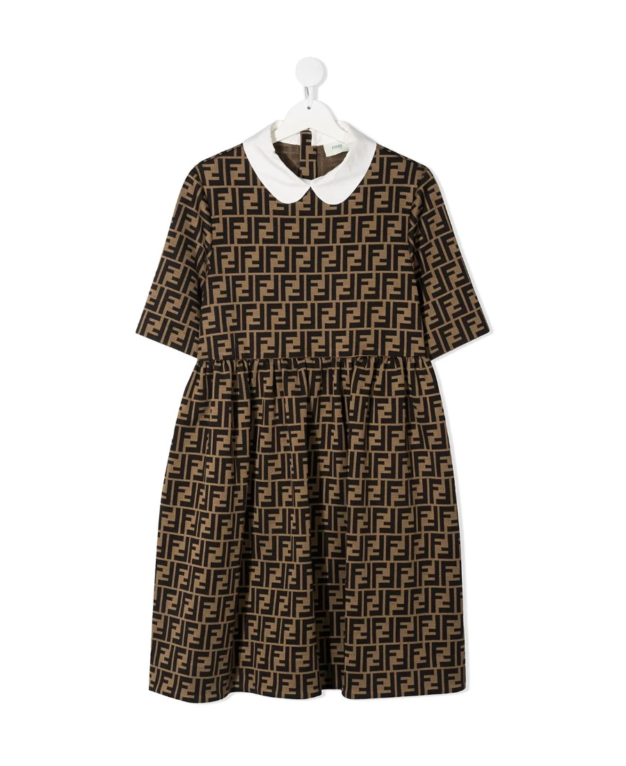 Fendi Ff Cotton-blend Dress In Black