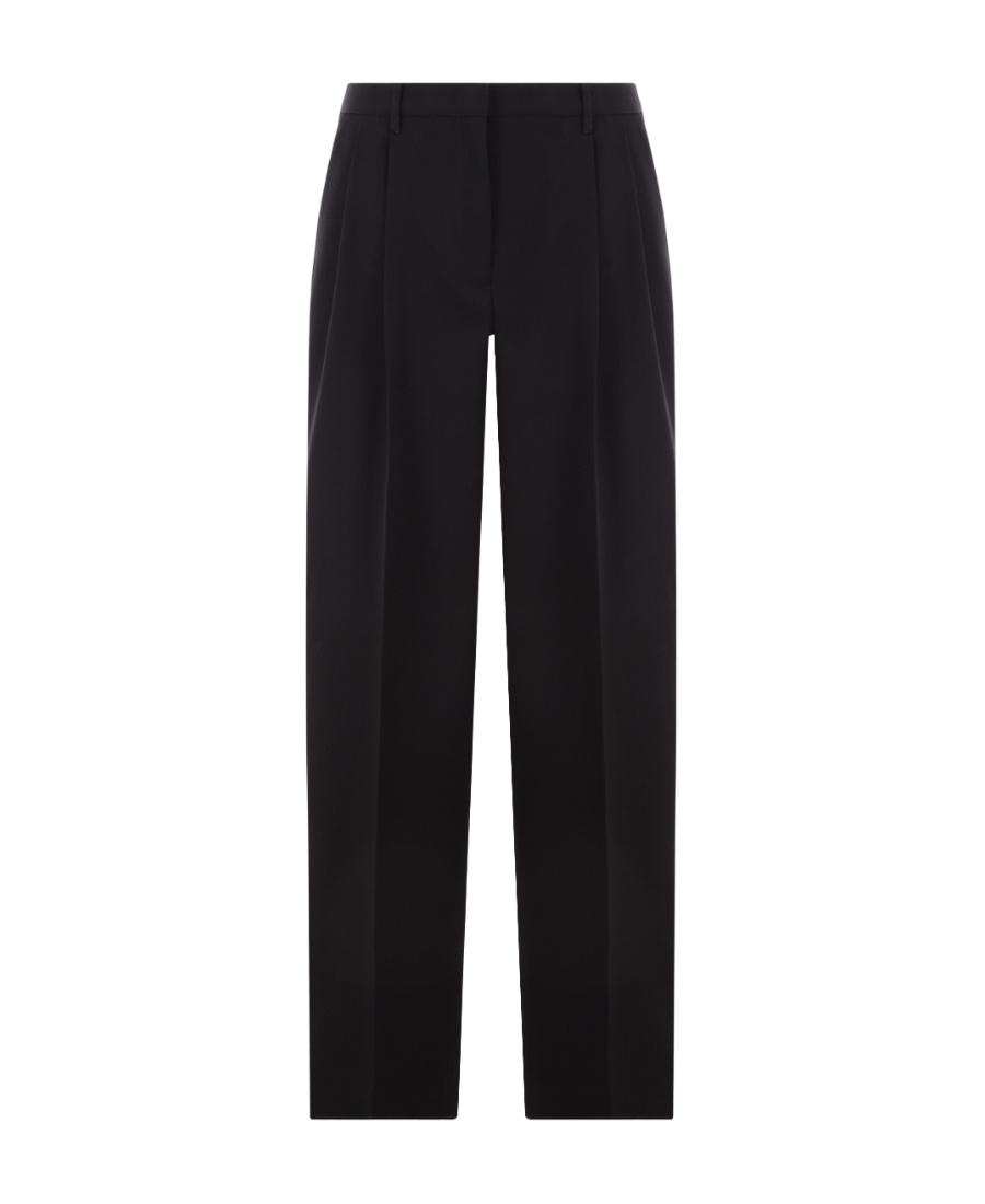 Jil Sander Belted Wide-leg Wool Trousers In Black