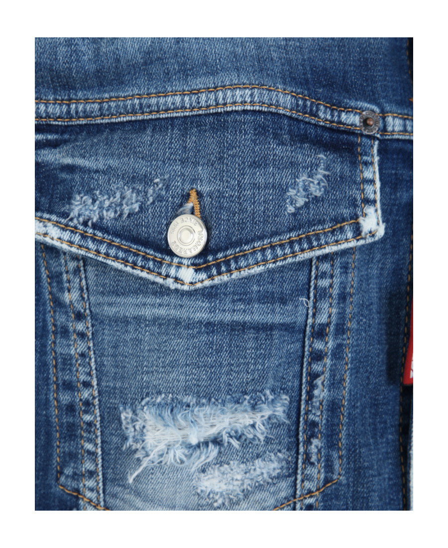 Dsquared2 Sleeveless Denim Jacket With Distressed Details In Blue