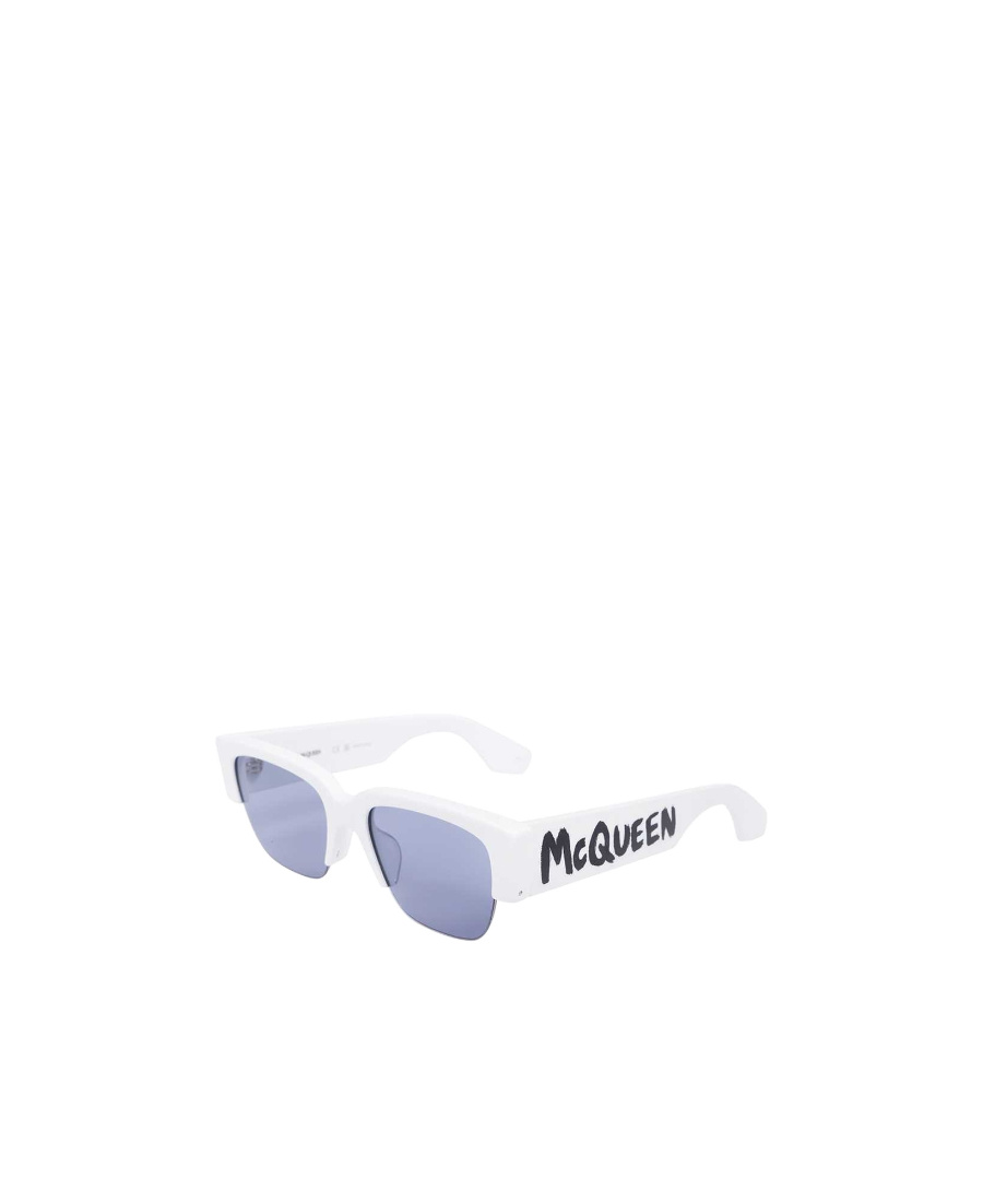 Alexander Mcqueen Logo-print Square-frame Sunglasses In White