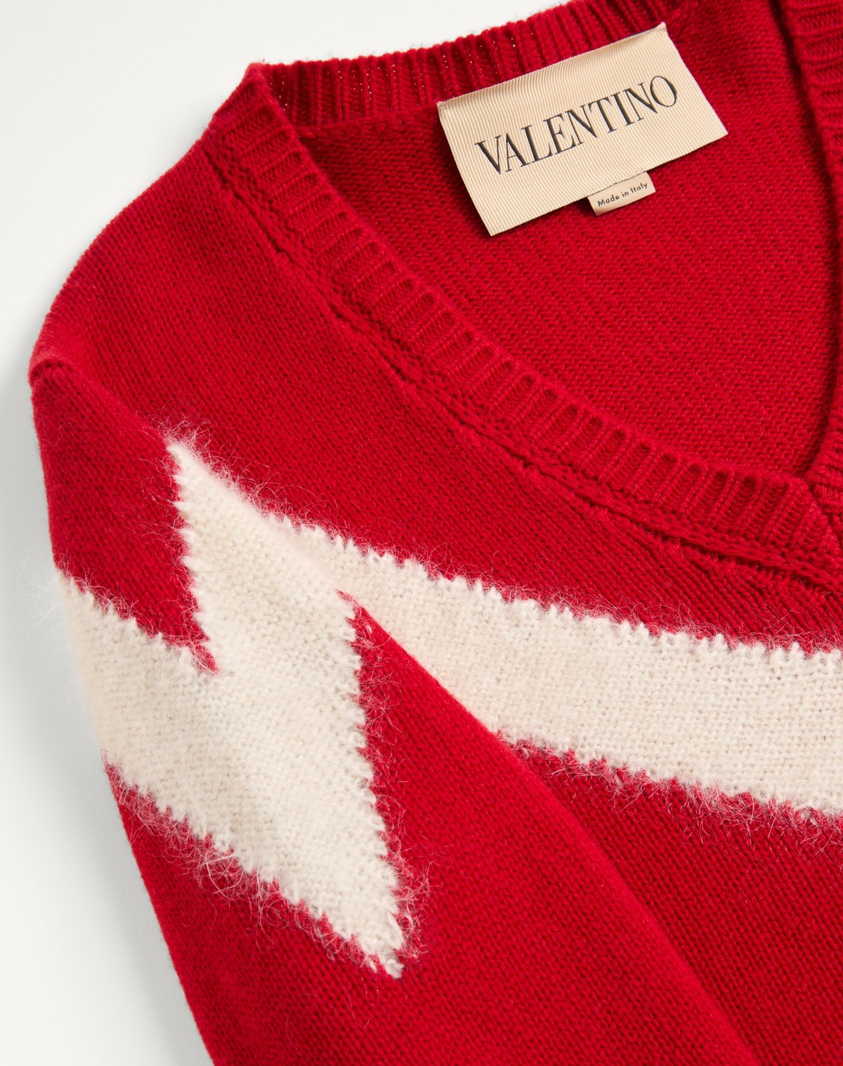 Valentino Wool Jumper With Vlogo Bow At The Back In Red