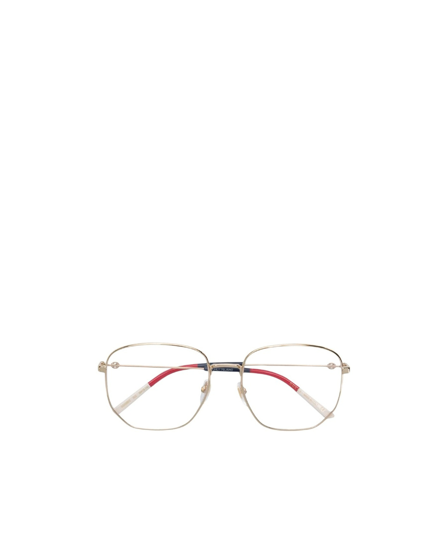 Gucci Web Detail Hexagonal-frame Glasses In Nude
