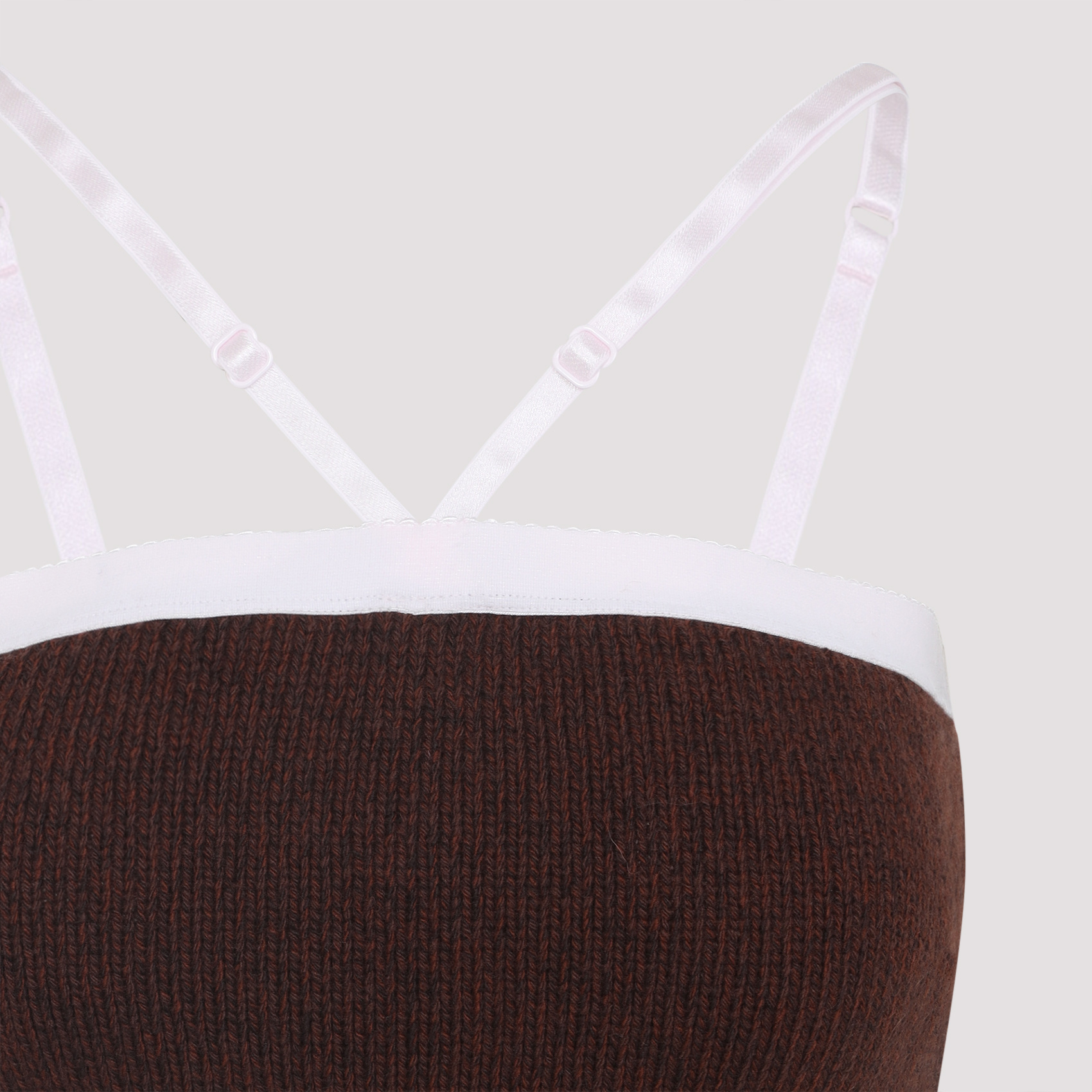 Prada Knitwear With Adjustable Straps And Contrast Trim In Brown