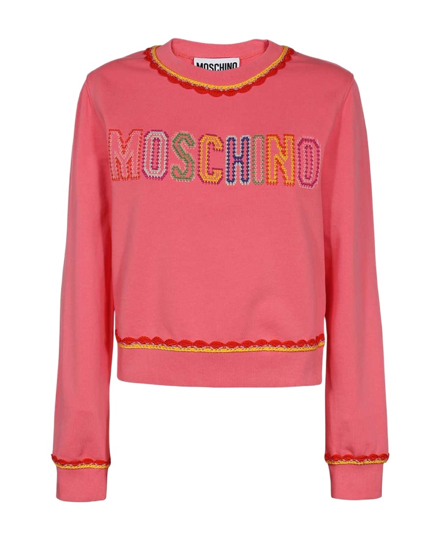 Moschino Long-sleeved Round-neck Sweater In Pink