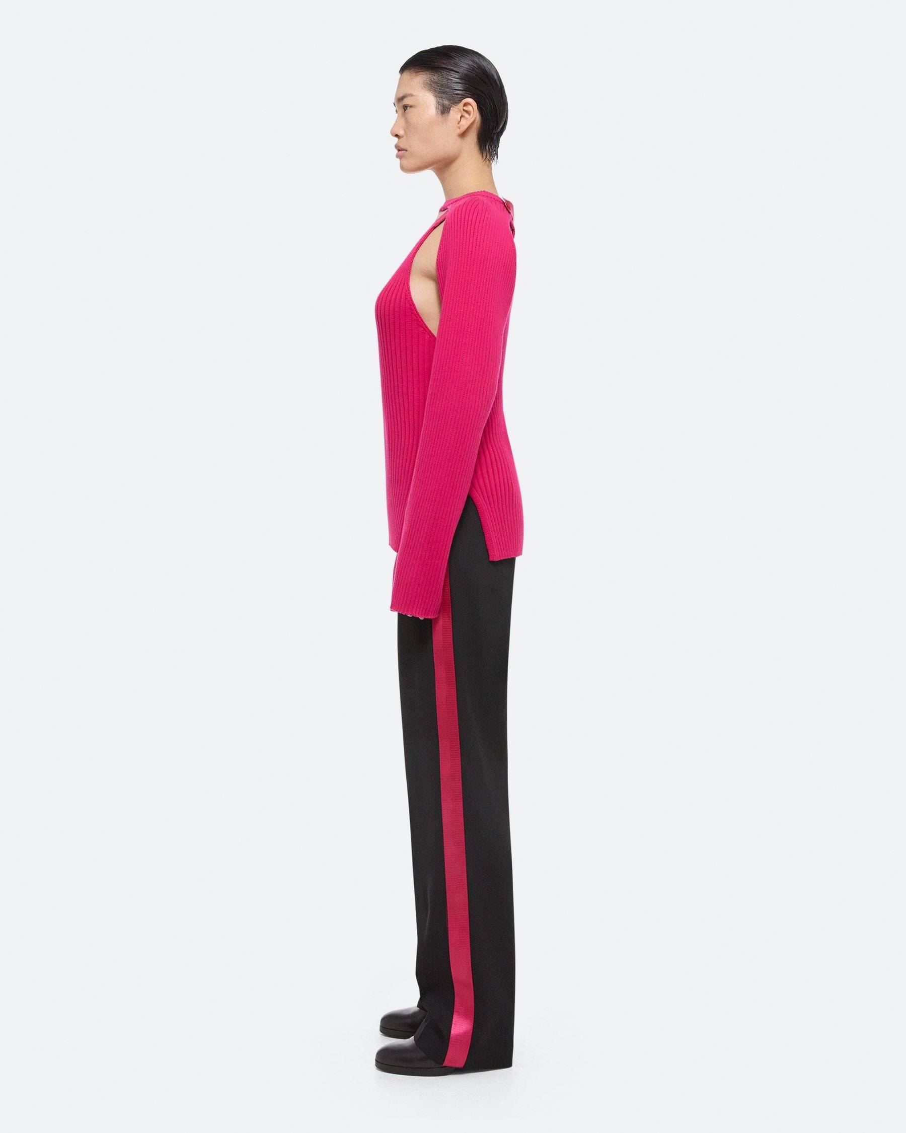 Helmut Lang Cut-out Ribbed-knit Jumper In Pink