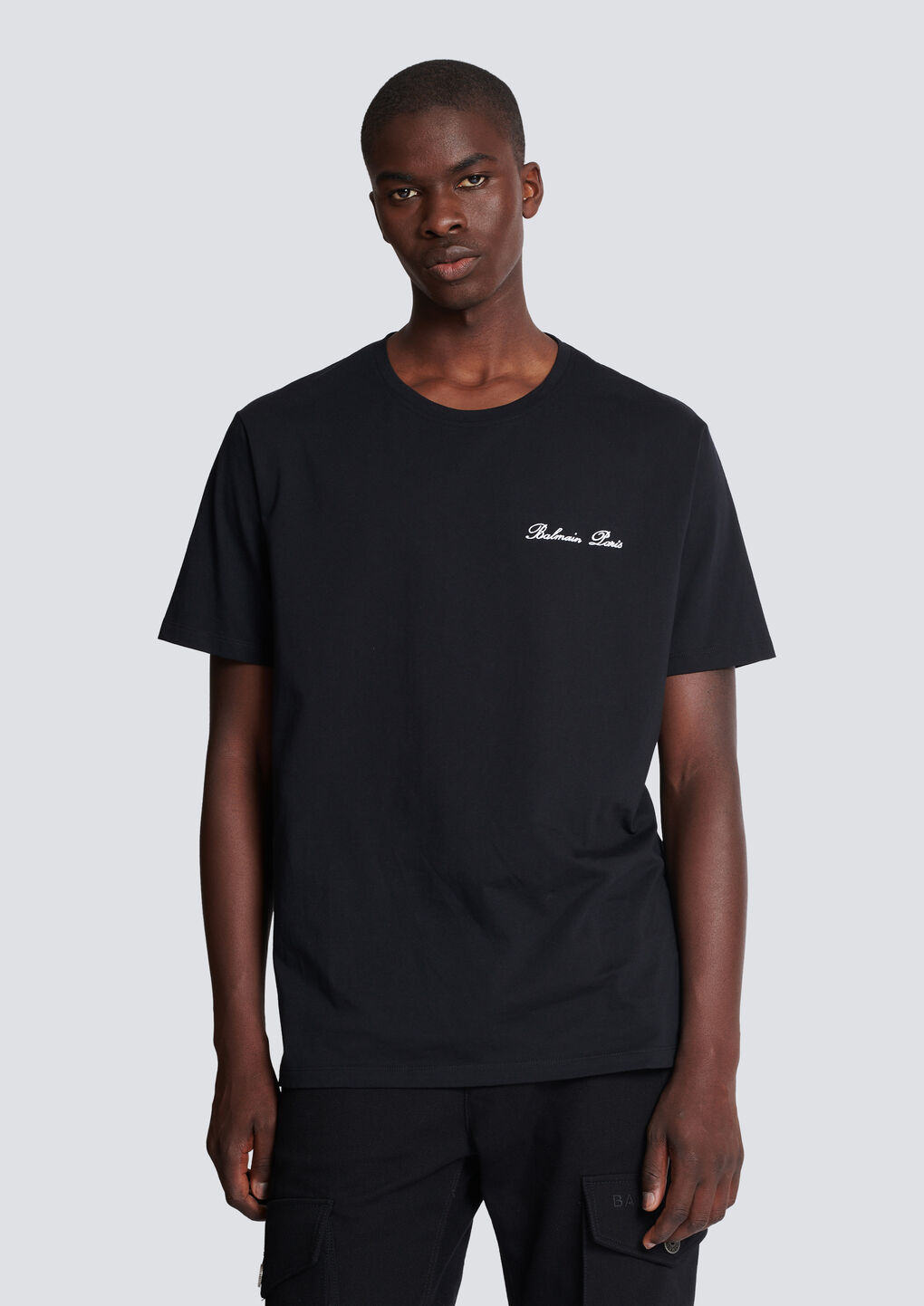Balmain Black Cotton T-shirt In Black