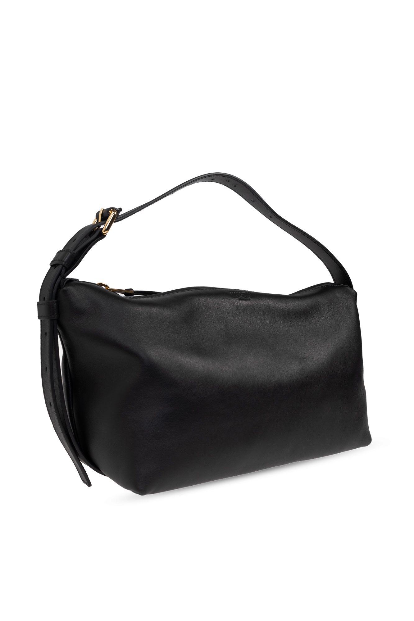 Moschino Slouchy Leather Shoulder Bag In Black