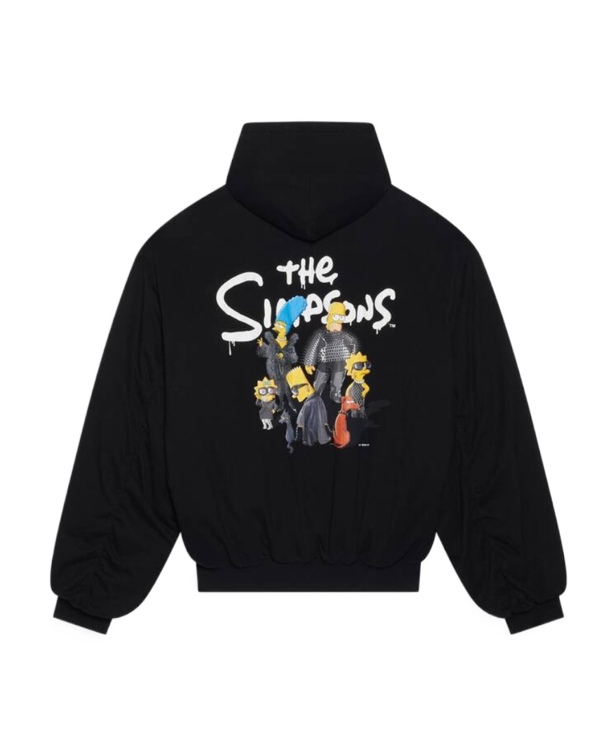 Balenciaga The Simpsons-print Oversized Hooded Jacket In Black