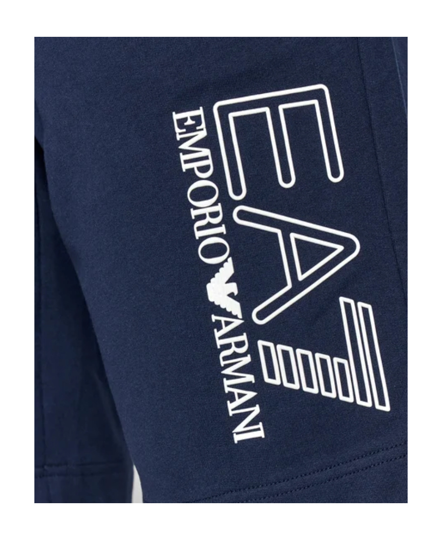 Ea7 Logo Printed Shorts In Blue