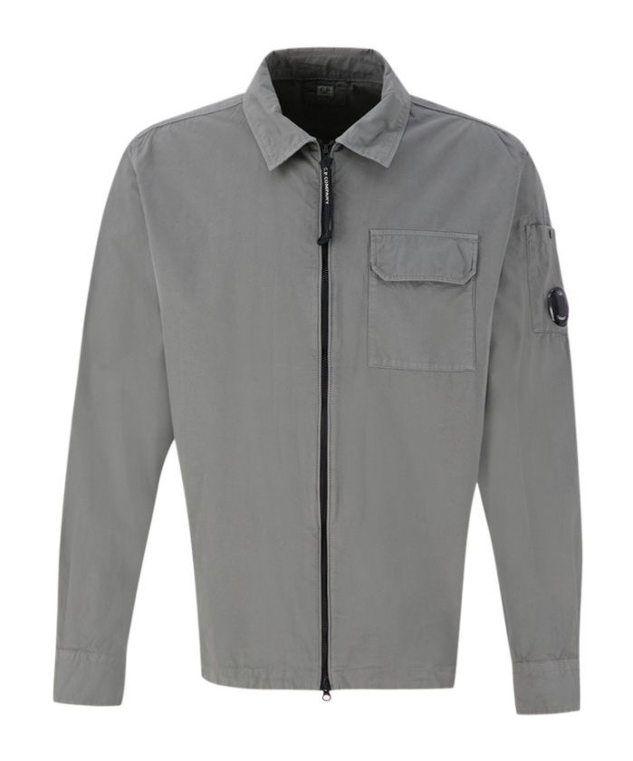 C.p. Company Lens-detail Overshirt In Gray