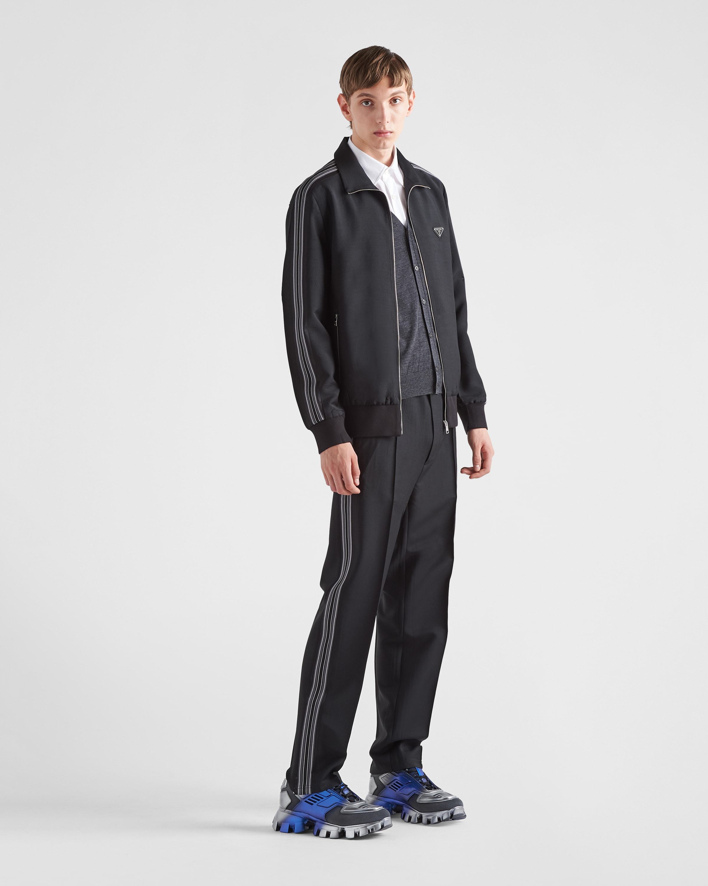 Prada Mens Black Slim-fit Straight-leg Woven Trousers In Black