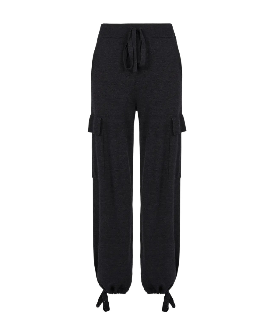 P.a.r.o.s.h Tapered Drawstring Knit Trousers In Black