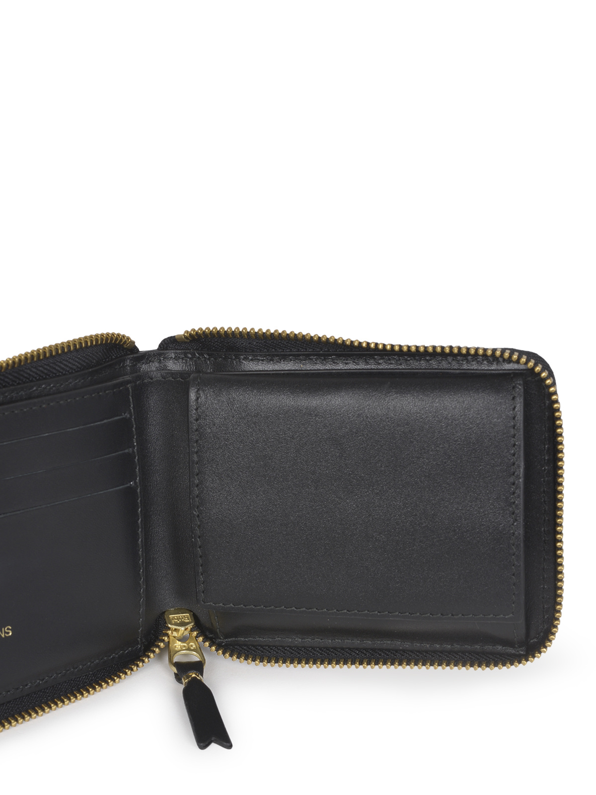 Comme Des Garçons Logo-print Zipped Bi-fold Wallet In Black
