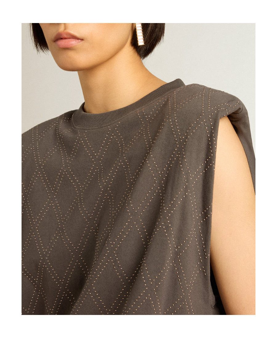 Golden Goose Diamond-pattern Sleeveless T-shirt In Black
