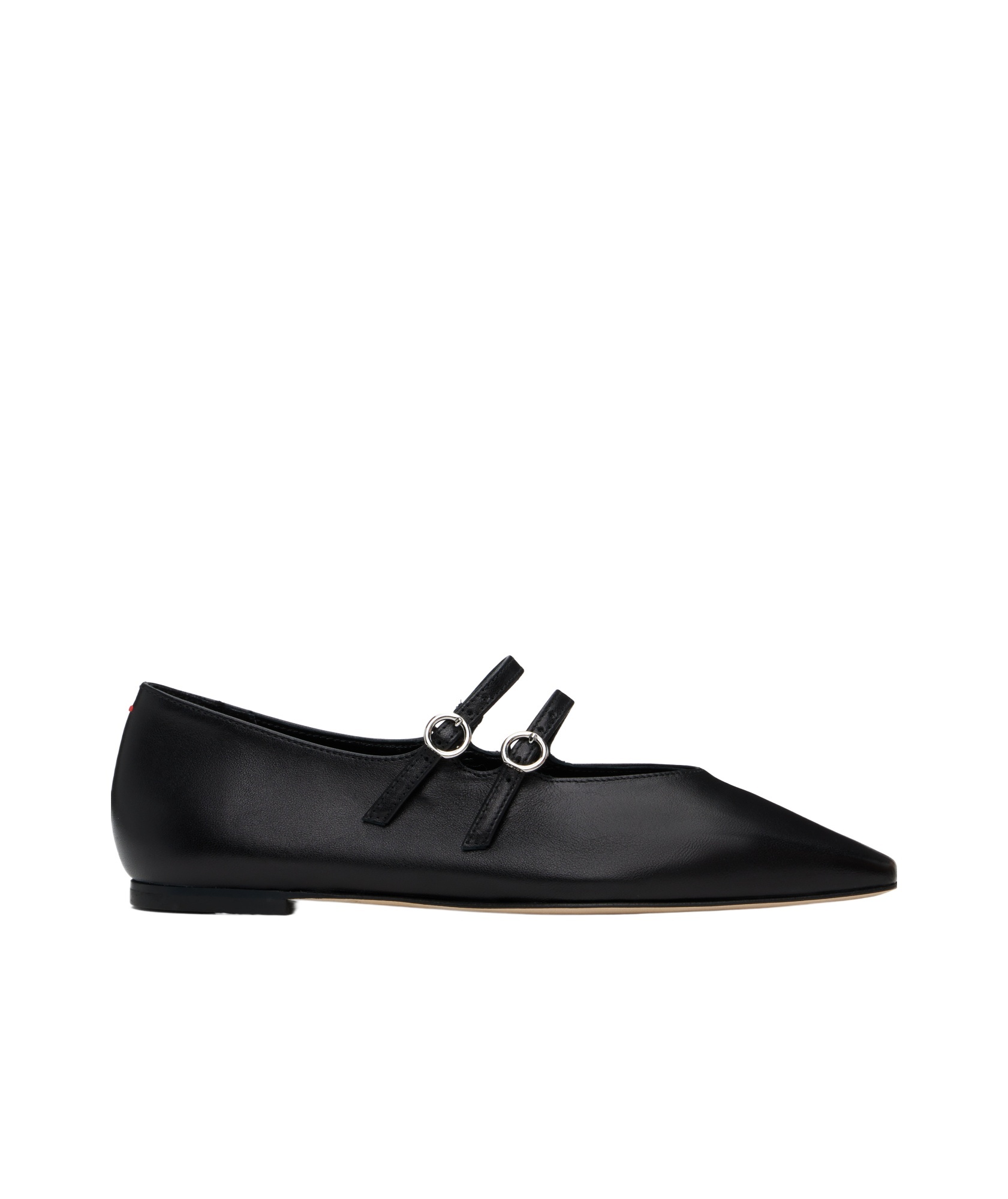 Aeyde Franny Double-buckle Pointed Ballet Flats In Black