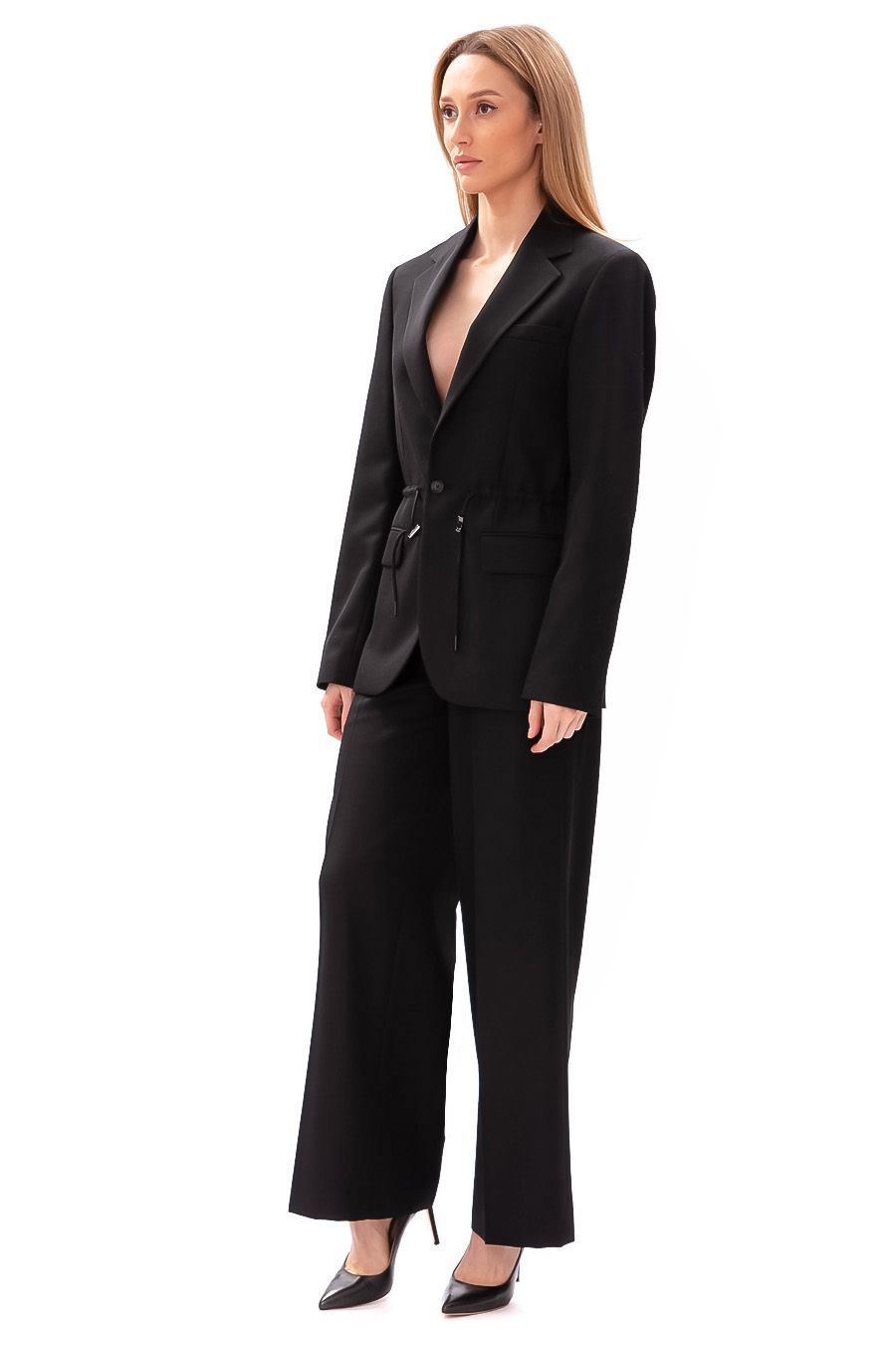 Karl Lagerfeld X Cara Delevingne Drawstring-waist Blazer In Black