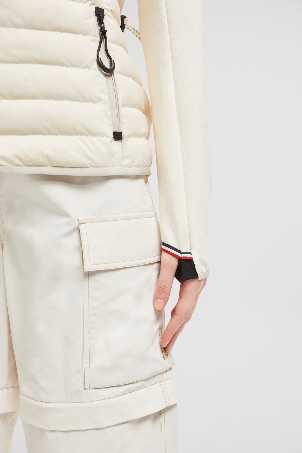 Moncler Sweat Zippé En Coton Matelassé In White