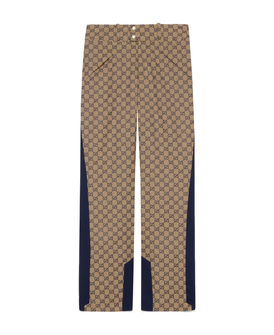 Gucci Gg Supreme Canvas Trousers In Brown
