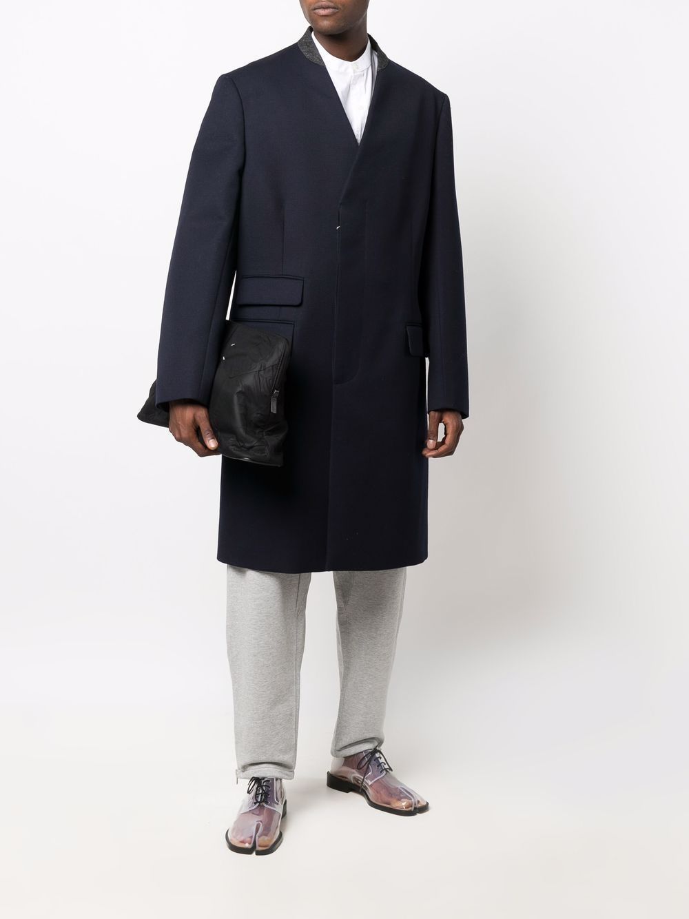 Maison Margiela Cavalry Single-breasted Wool Coat In Black