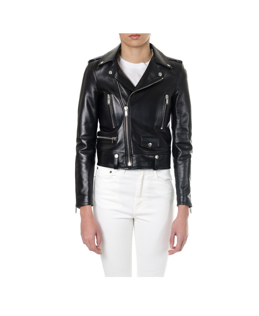 Saint Laurent Leather Jacket In Black
