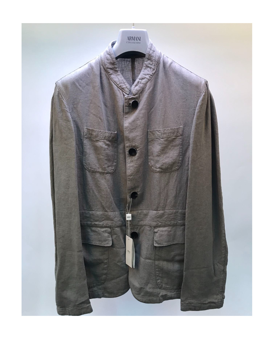 Armani Collezioni Long-sleeved Casual Jacket In Black