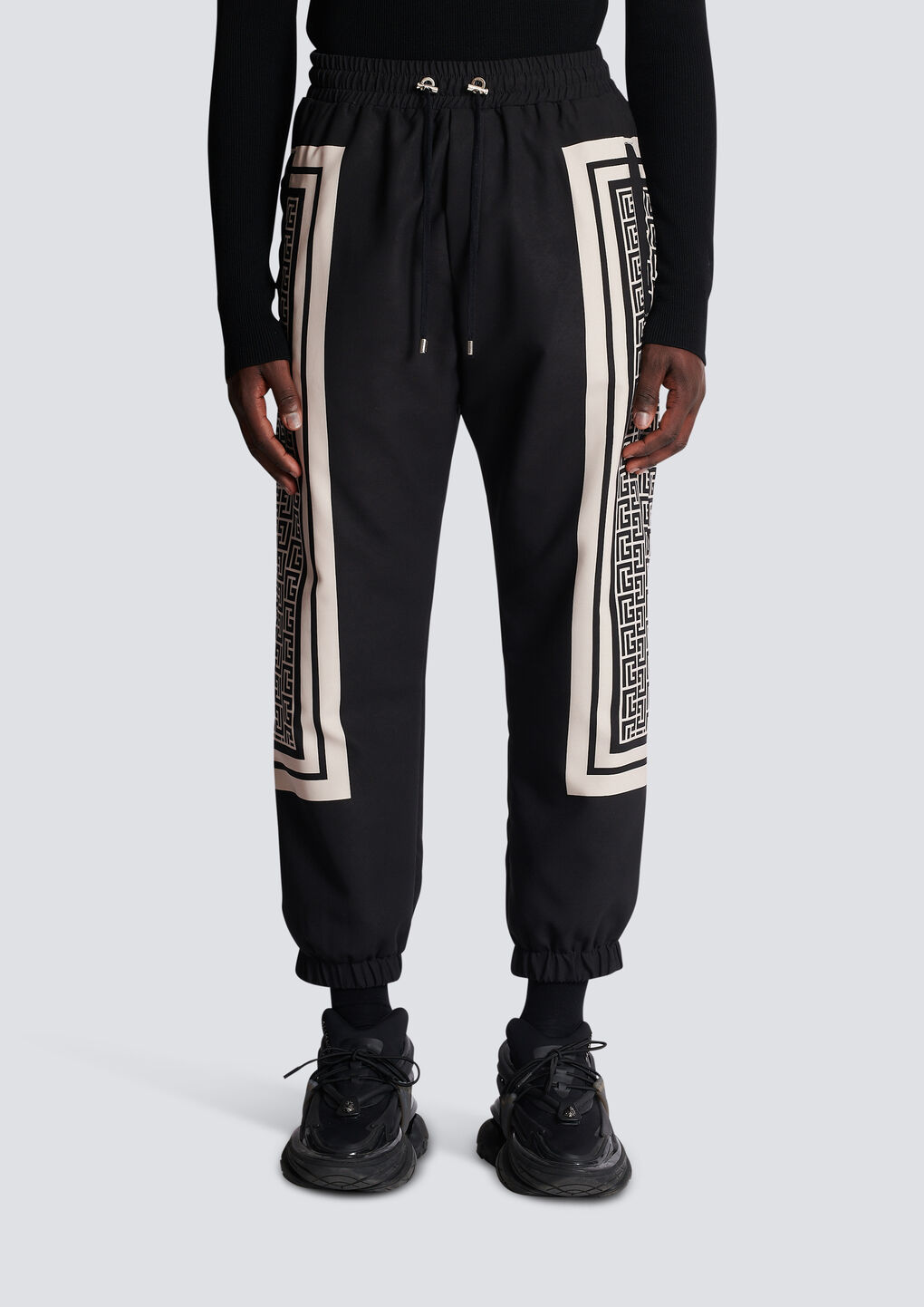Balmain Monogram-scarf Drawstring Track Pants In Black