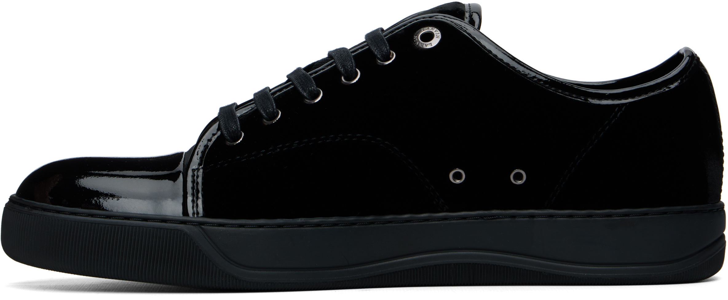 Lanvin Suede And Leather Cap-toe Sneakers In Black