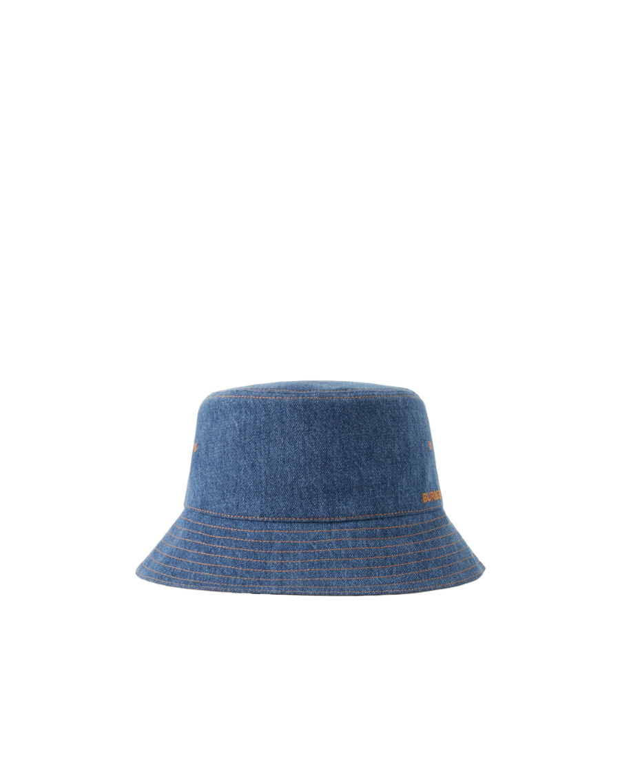 Burberry Embroidered-logo Bucket Hat In Blue
