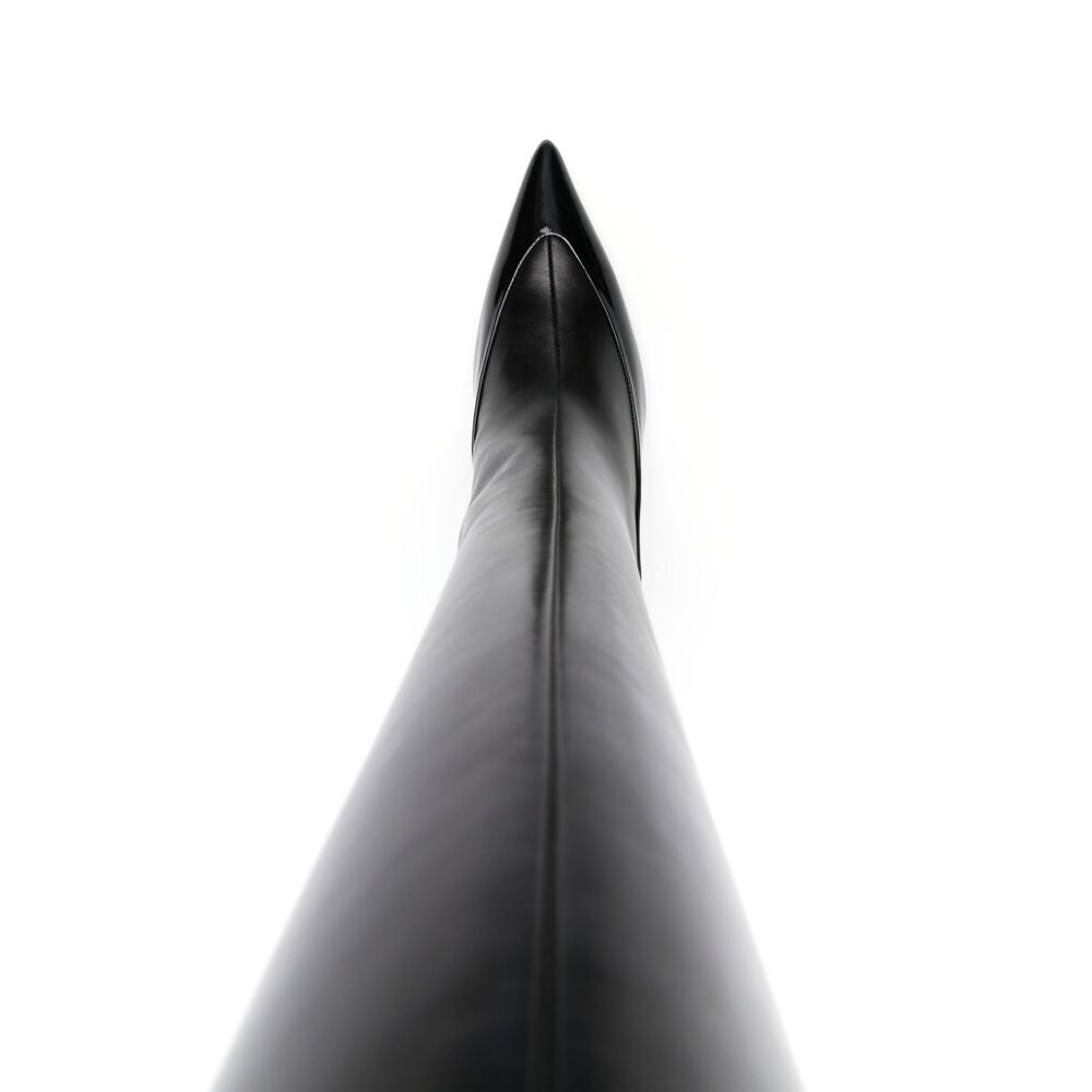 Givenchy Wedge Heel Raven Leather Boots 9cm In Black