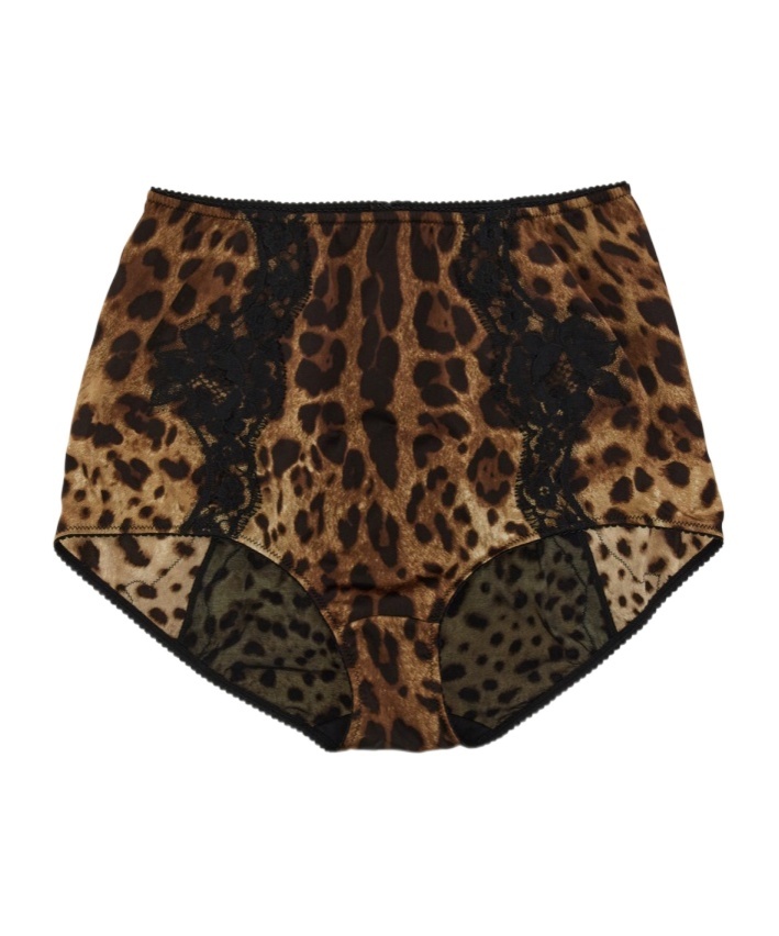 Dolce & Gabbana Satin Culottes With Animal Print And Lace In Black