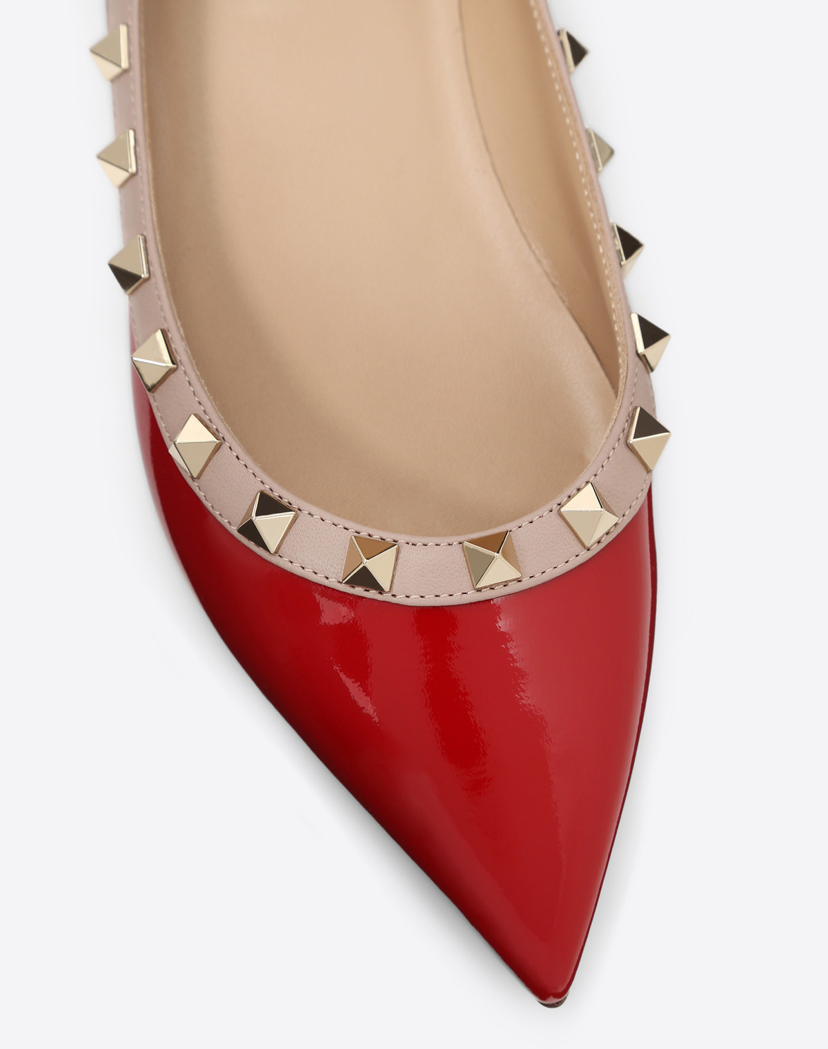 Shop Valentino Rockstud Ballerinas In Red