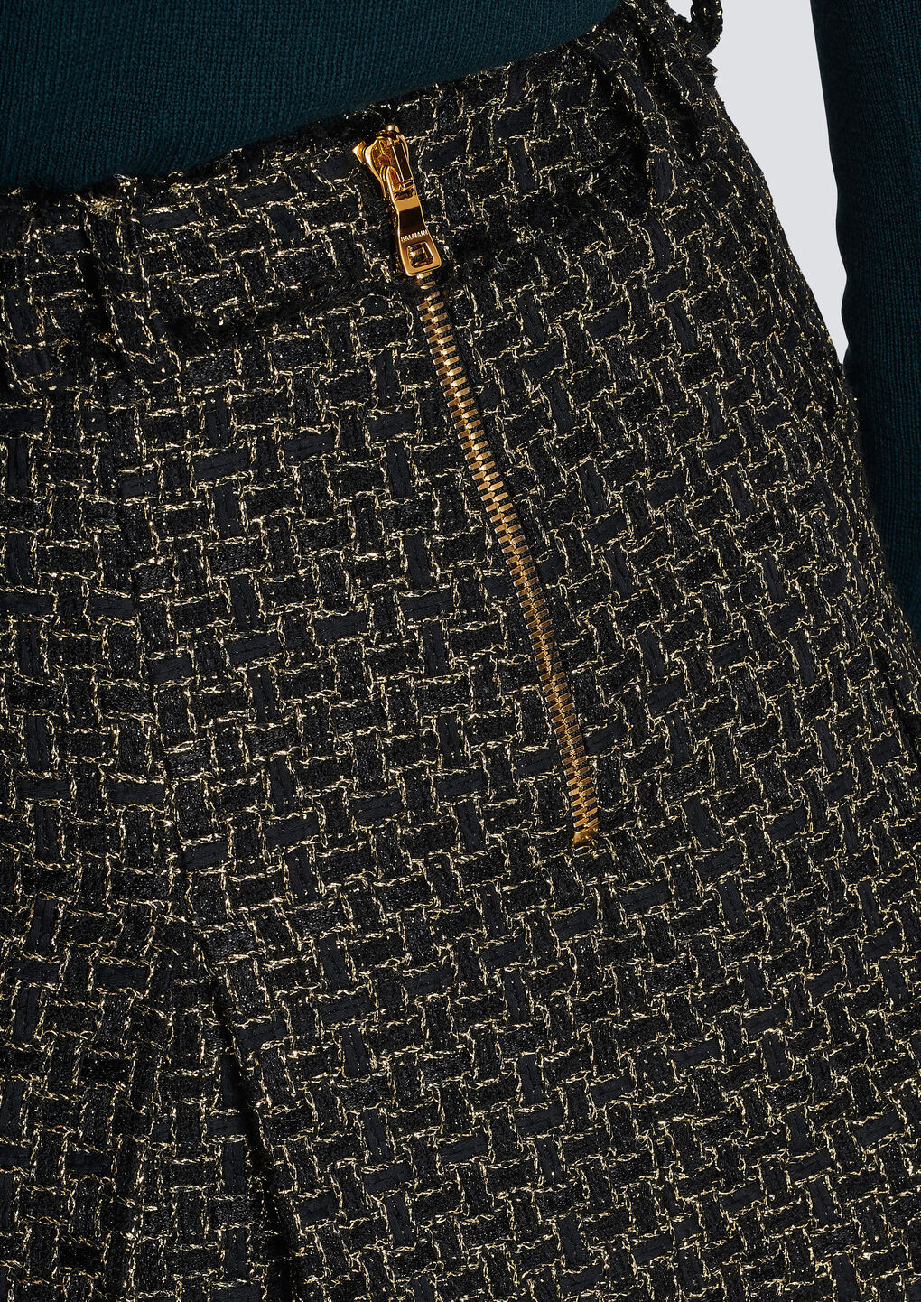 Balmain Button-embellished Pleated Metallic Tweed Mini Skirt In Black