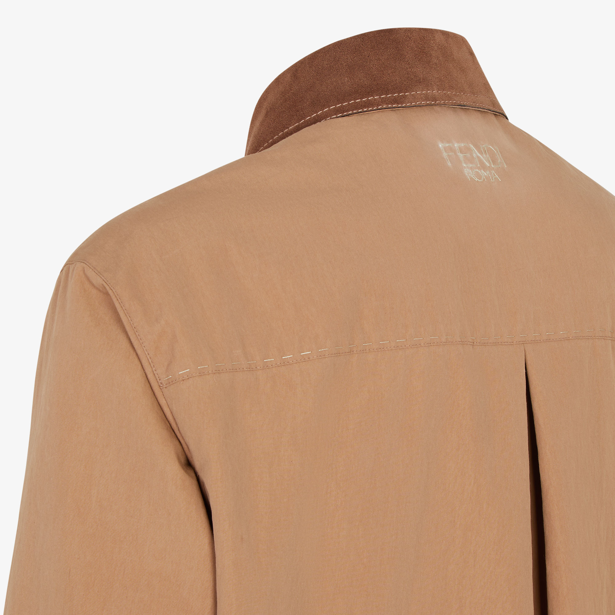 Fendi Suede Collar Canvas Jacket In Brown