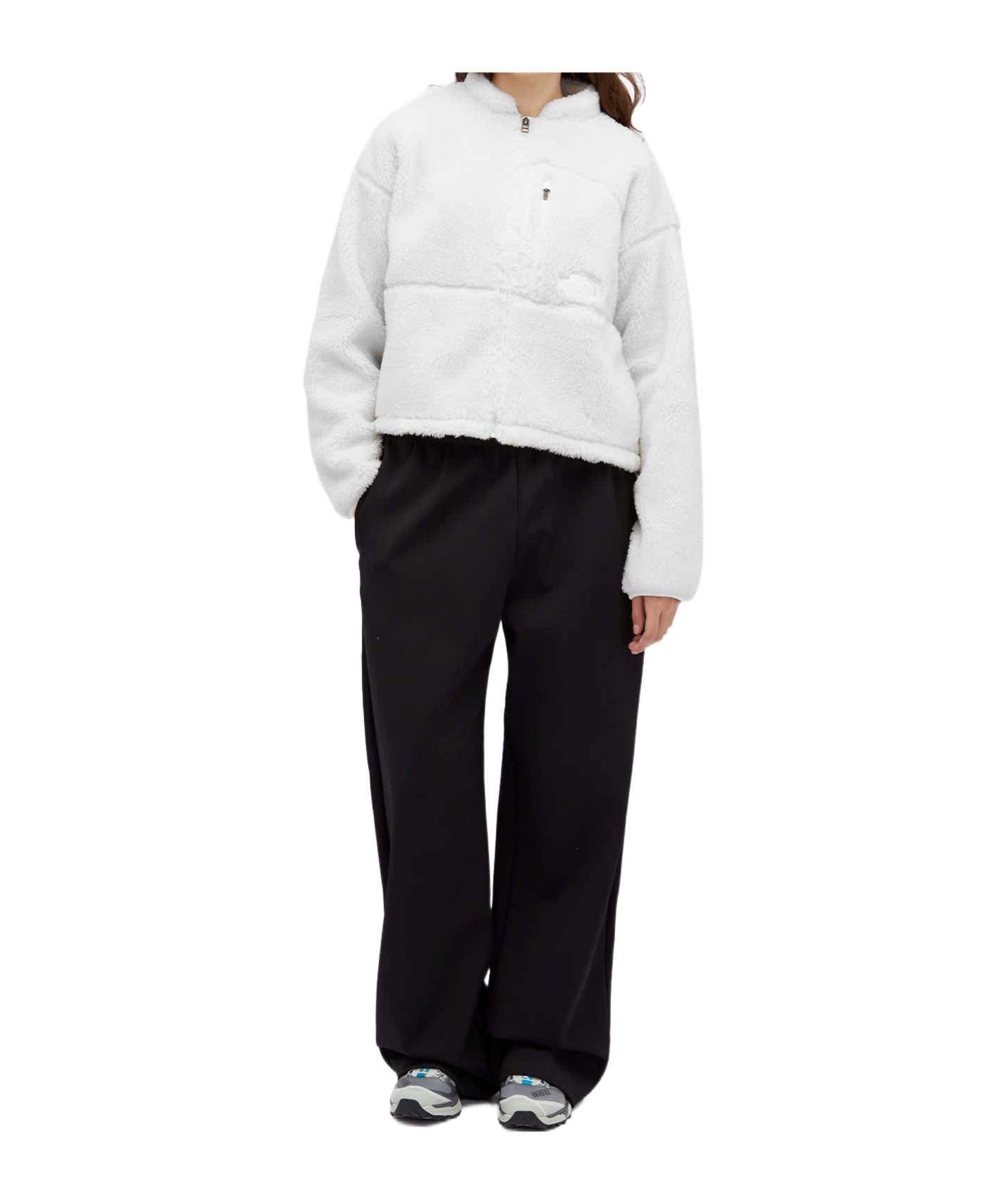 The North Face Suede Zipper Sweater In White
