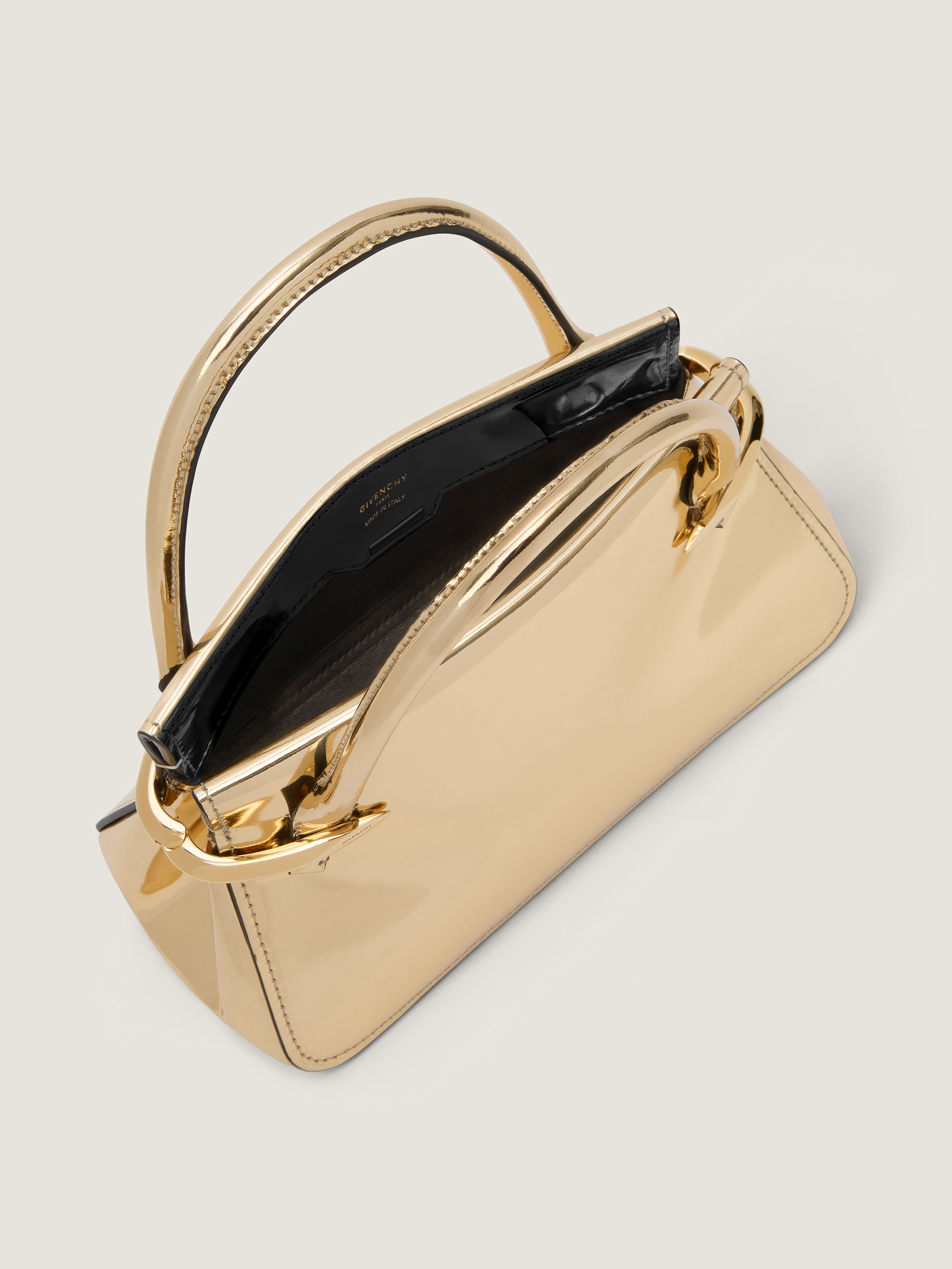 Givenchy Pinch Mini Shoulder Bag In Metallic Leather In Pink