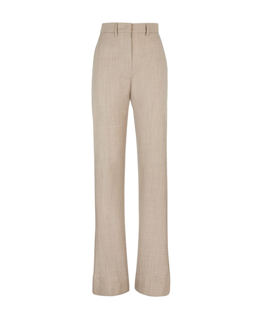 Fendi Beige Flannel Trousers In Nude