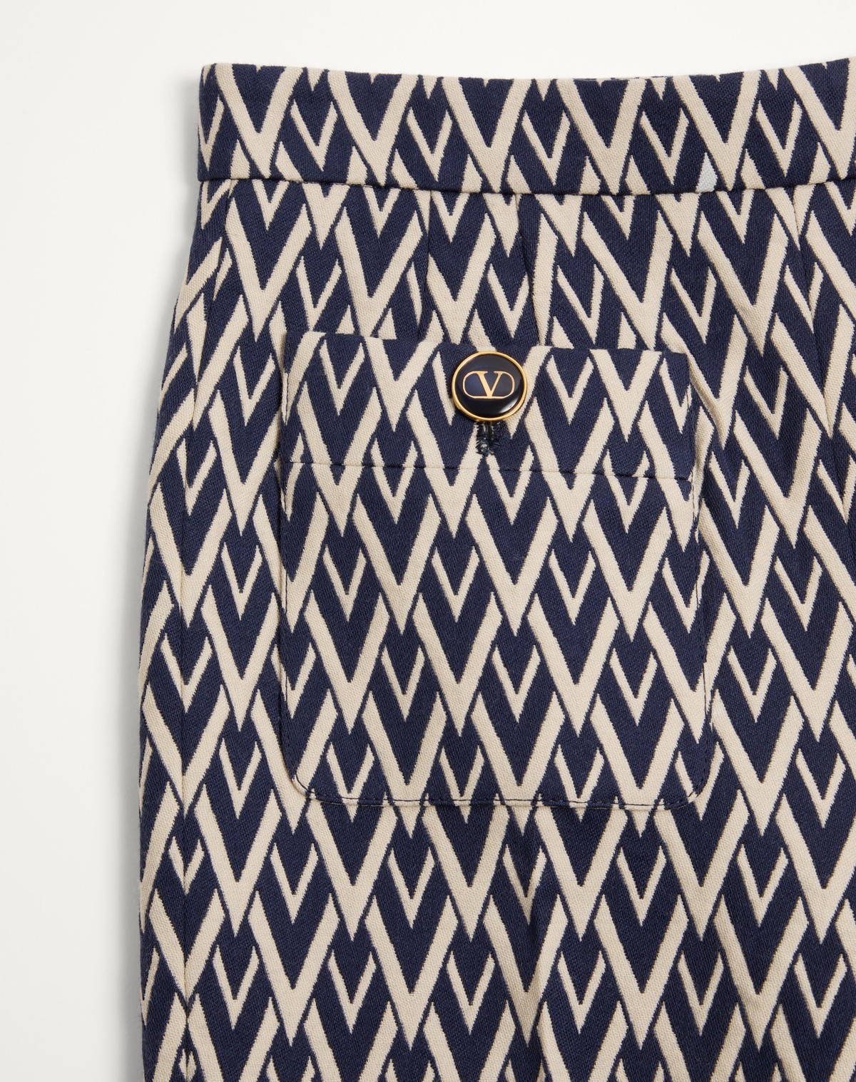 Valentino Geometric Pattern Cuffed Hem Trousers In Gray