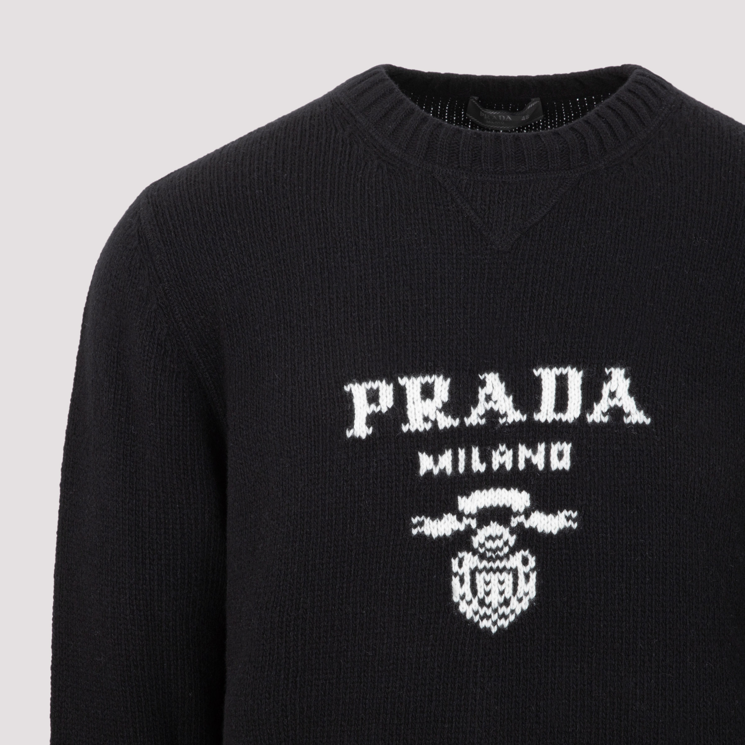 Shop Prada Wool And Cashmere Crew-neck Sweater In Black