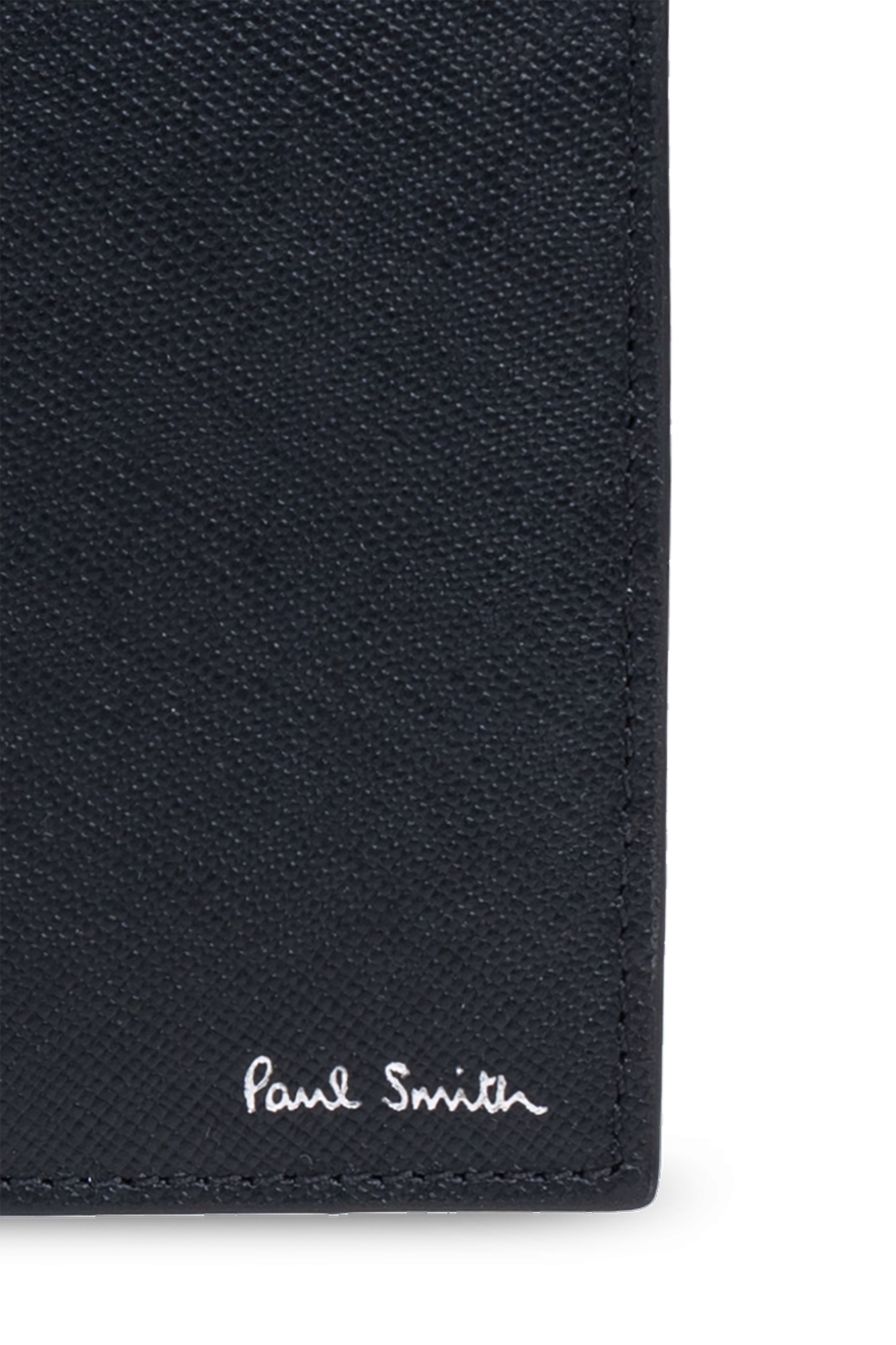 Paul Smith Logo Stamp Leather Bi-fold Wallet In Black