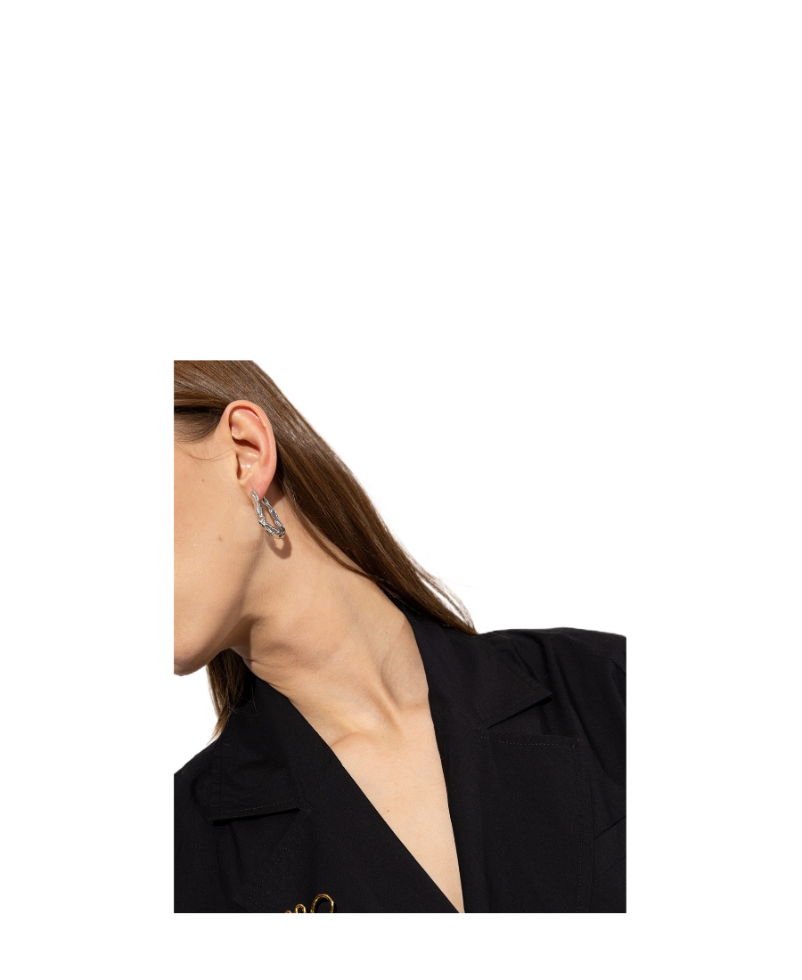 Loewe Engraved-logo Detail Hoop Earrings In Yellow